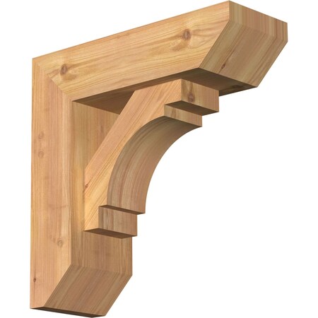Ekena Millwork Merced Slat Smooth Bracket w/ Offset Brace, Western Red Cedar, 5 1/2"W x 16"D x 16"H BKT0604X16X16MRC06SWR